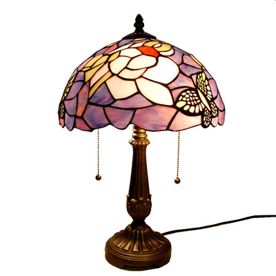 蒂凡尼欧式灯具玻璃客厅书婚房复古田园卧室床头柜台灯温馨护眼灯