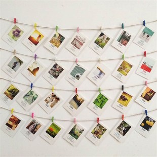 创意麻绳网格照片墙装饰夹子悬挂拍立得照片夹背景板相片夹绳in