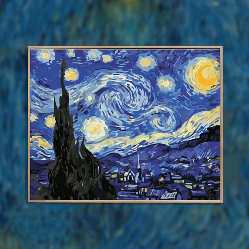 梵星空画数字油画抽象装饰填色手工绘画填充涂色向日葵