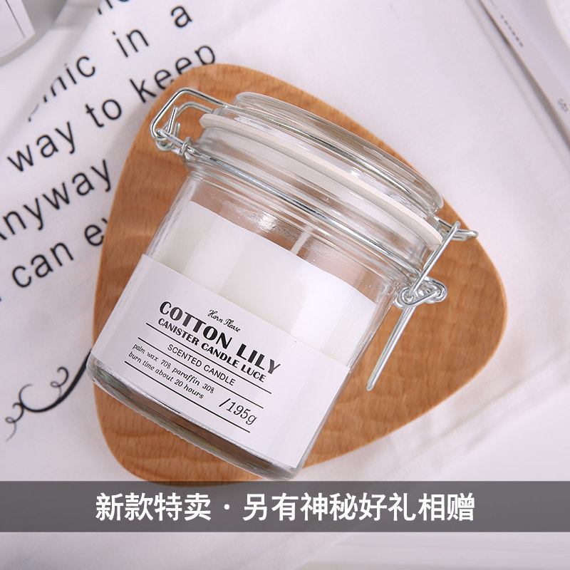 香熏香氛蜡烛欧式木百合味助眠安神宜居蜡烛