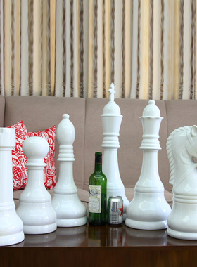 欧式家居百搭装饰陶瓷国际象棋棋子 黑白 软装家居饰品