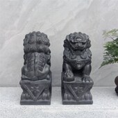 新天然青石狮子一对看门天然石头门口庭院墓前别墅