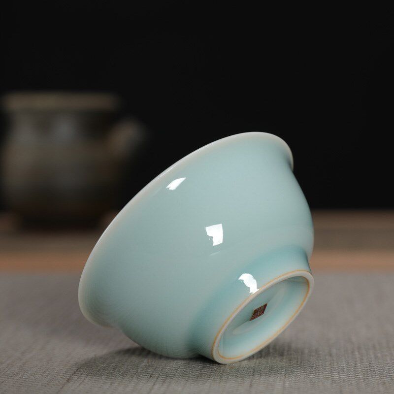 龙泉市青瓷弟窑粉青茶杯杯纯色品茗杯功夫茶具小号陈相