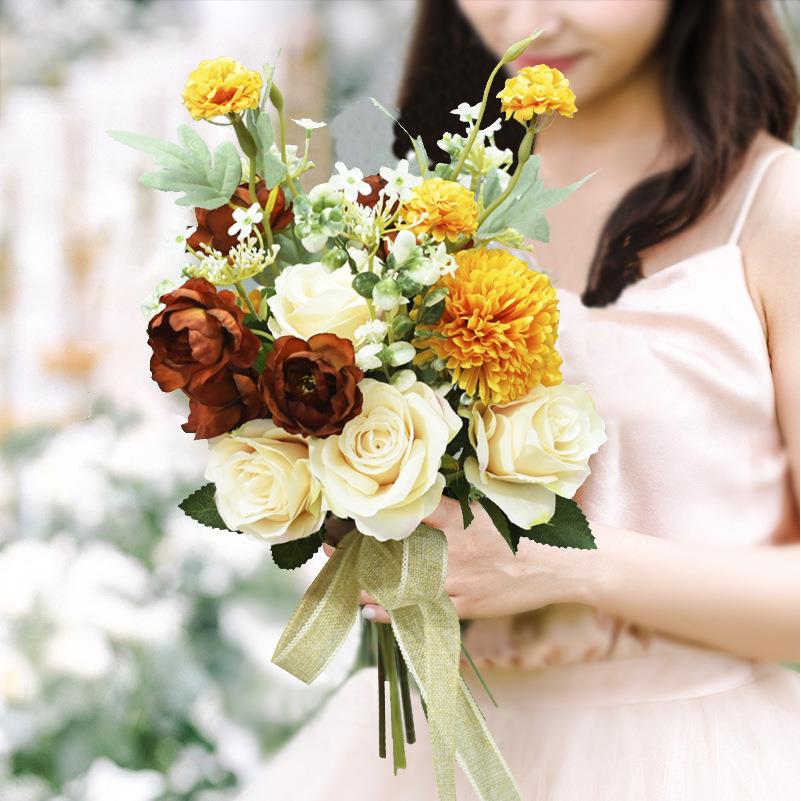 韩式新娘手捧花 结婚领证仿真花束摆件婚房摆设插花户外拍摄道具