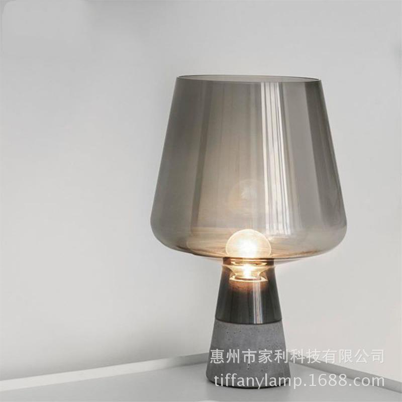 外贸出口灯具美式复古水泥玻璃台灯卧室床头书桌灯样板间展厅小号