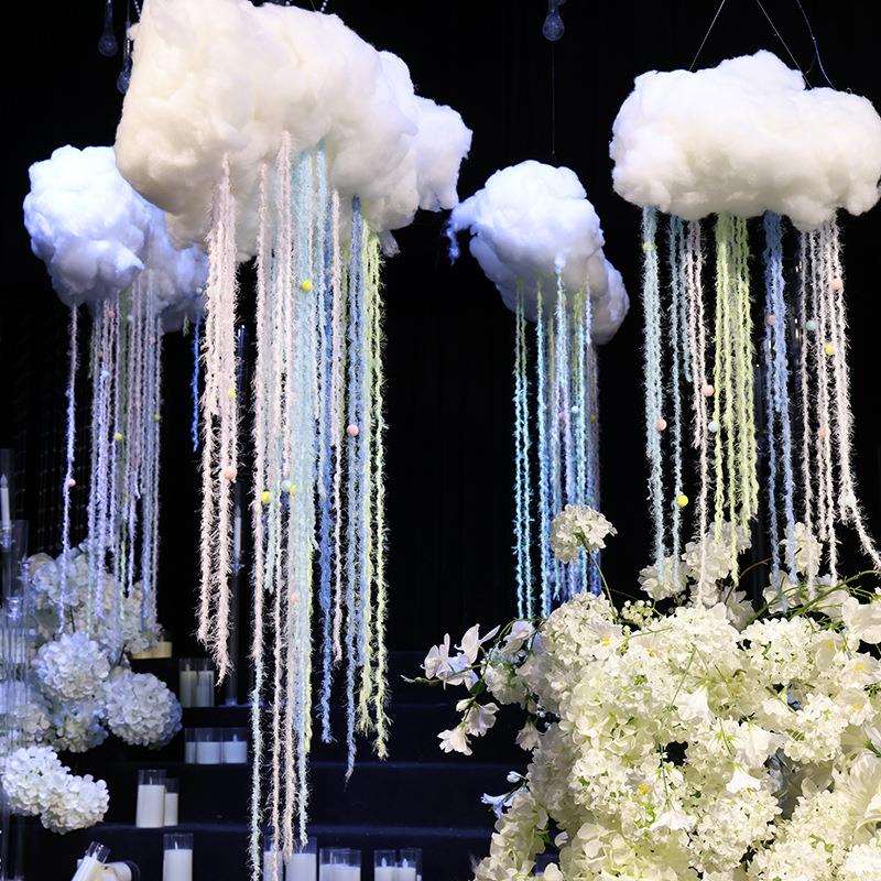 仿真云朵风铃白云棉花云朵装饰吊饰婚礼舞台橱窗空中吊顶装饰道具
