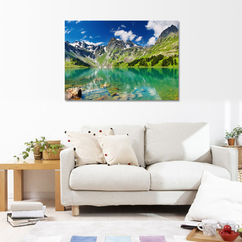现代框挂画 山水风景单幅饰画 客厅喷绘工艺墙画 品