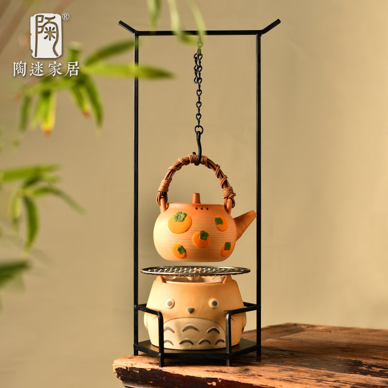 陶迷龙猫围炉煮茶炭炉干烧茶壶粗陶提梁壶礼盒整茶具茶炉