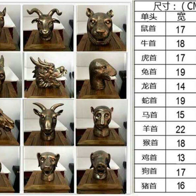 新古典圆明园十二生肖兽首鼠牛虎兔龙蛇马羊猴鸡狗猪壁挂壁饰墙饰