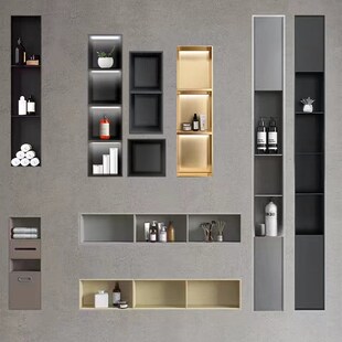 壁龛一体成型嵌入式沐浴房壁龛端通顶定制玻璃灯带