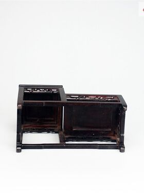 红酸枝低两座多宝架茶壶茶具瓶古玩底座红木雕博古架古典