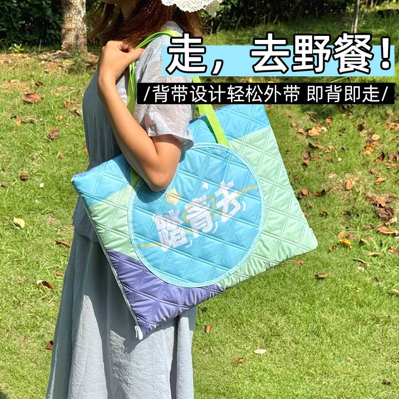 户外野餐垫旅行露营加厚郊游草地野炊防潮手提可收纳背包地垫