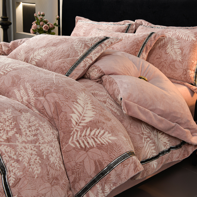 5D大提花牛奶绒四件套2s024新款冬季加厚珊瑚绒床单被套法兰绒床