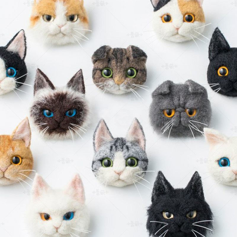 羊毛毡 戳戳乐 猫咪胸针 加菲猫折耳猫暹罗猫 短毛猫 手工材料