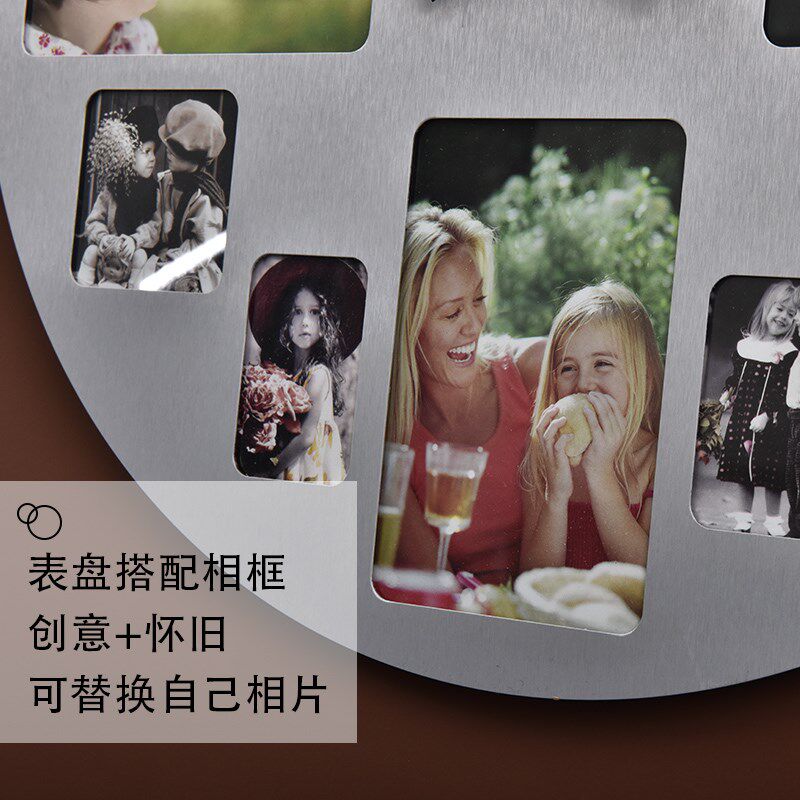 时尚客厅创意相片静音挂钟卧室装饰钟性相片墙钟挂表石英钟