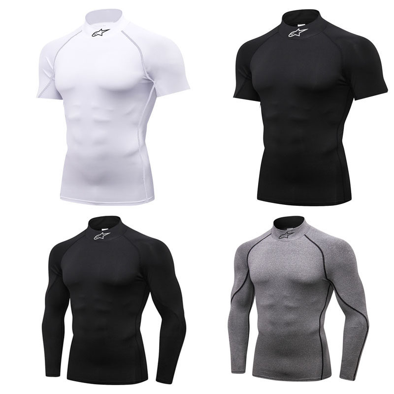 A星摩托车紧身衣自行车高领长袖机车滑衣打底内排汗衫速干衣短袖