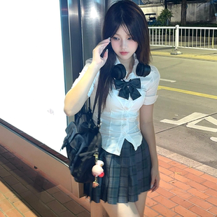 裙子套装 原创jk制服裙正版 百褶短款 夏季 女 学院风校供格裙收腰衬衫