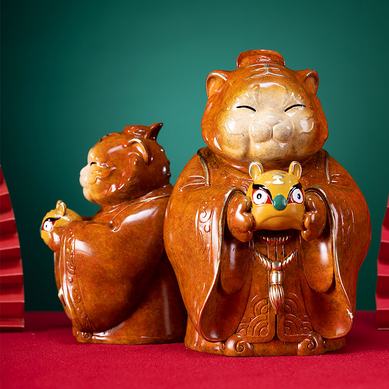 朱炳仁铜 虎将之福爷 家居工艺品 装饰品 客厅摆件办公桌虎年摆件