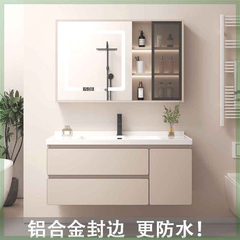 铝封边63cm卫生间洗漱台73/83/93/103/113陶瓷一体浴室柜洗手盆