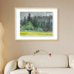 奕境龚颖林 松林 客厅沙发背景墙挂画书房办公室艺术装饰画画