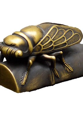 铜蝉镇纸黄铜知了动物精致复古怀旧手工艺品创意书房镇尺