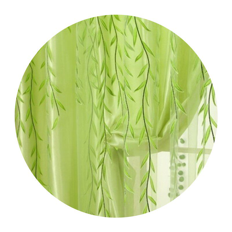 绿色窗帘成品现代遮光布一米印花纱帘客厅卧室落地窗飘窗