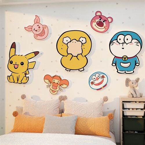 儿童房间布置装饰门区公仔床头壁画卧室侧面