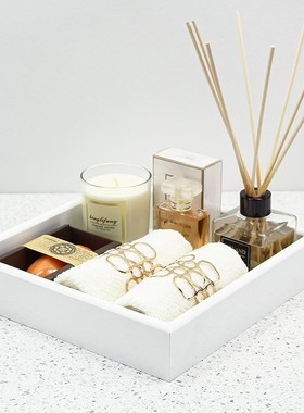 样板间洗手台装饰摆件香水香薰道具卫生间浴室托盘装样板房软装