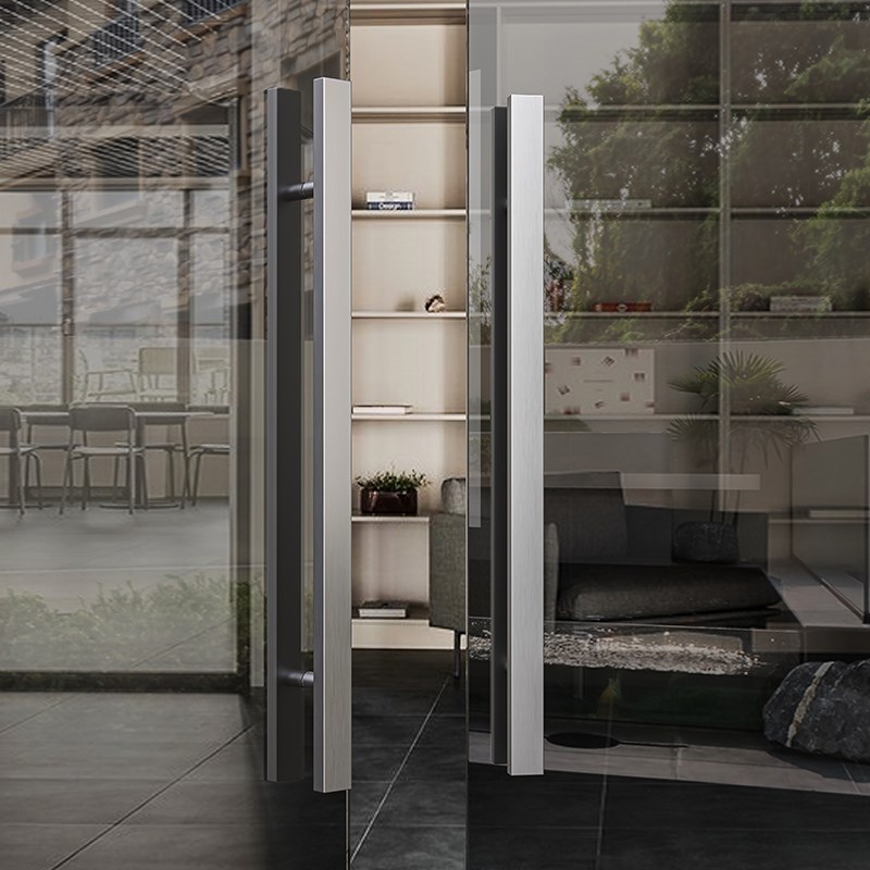 现代简约玻璃门拉手不锈钢双开实木门把手对装推拉办公室大门把手