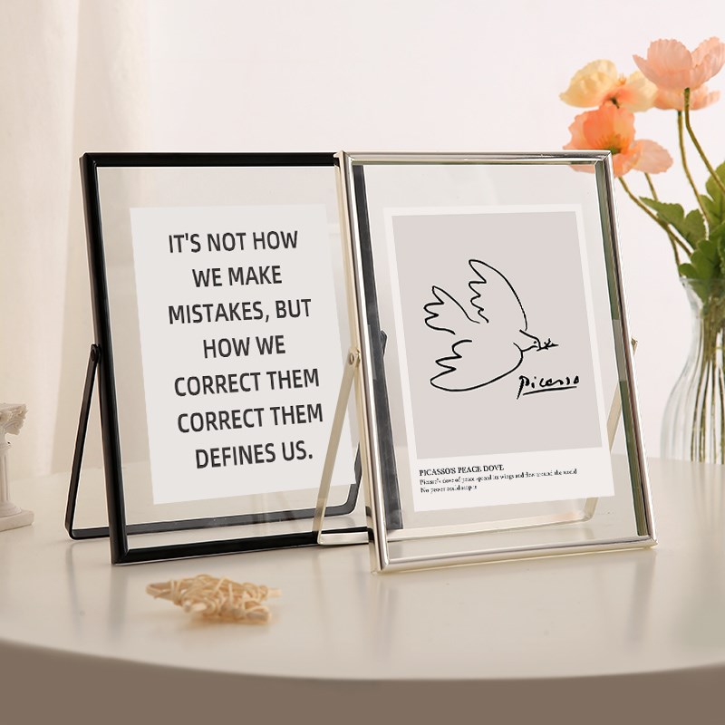 玻璃面金属相框空框 7寸8画框高级感摆件创意照片水晶摆台