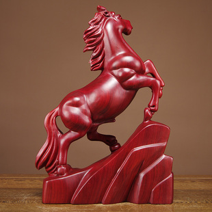 红梨木雕马实木雕刻工艺品红木马木马家居业礼品
