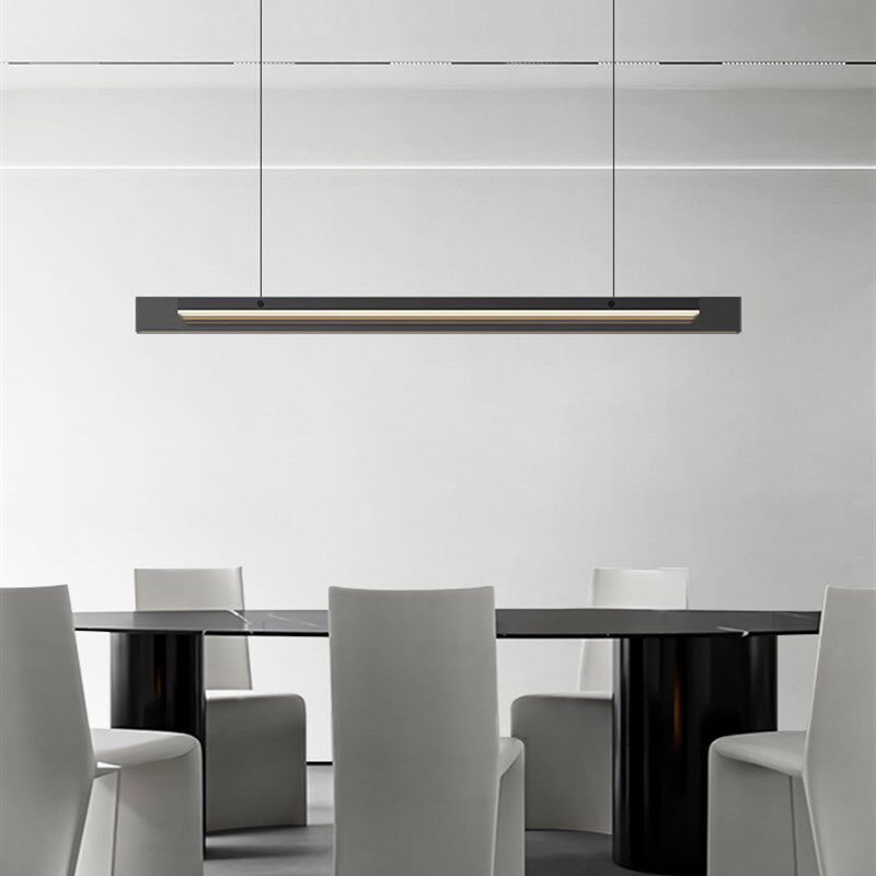 意式极简餐厅吊灯现代高端设计感光影吧台中岛玻璃几何长条灯