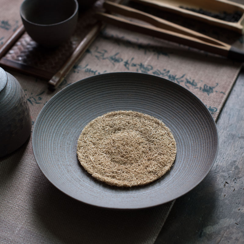 粗陶圆形壶承盖碗托茶盘丝瓜垫壶垫干泡盘茶盘紫砂壶储水底座壶托