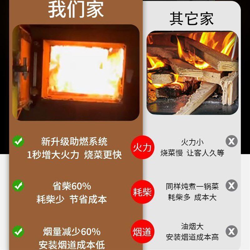 商用岩板铁锅炖灶台桌烧木柴桌子柴火鸡地锅鸡灶大锅台火工厂