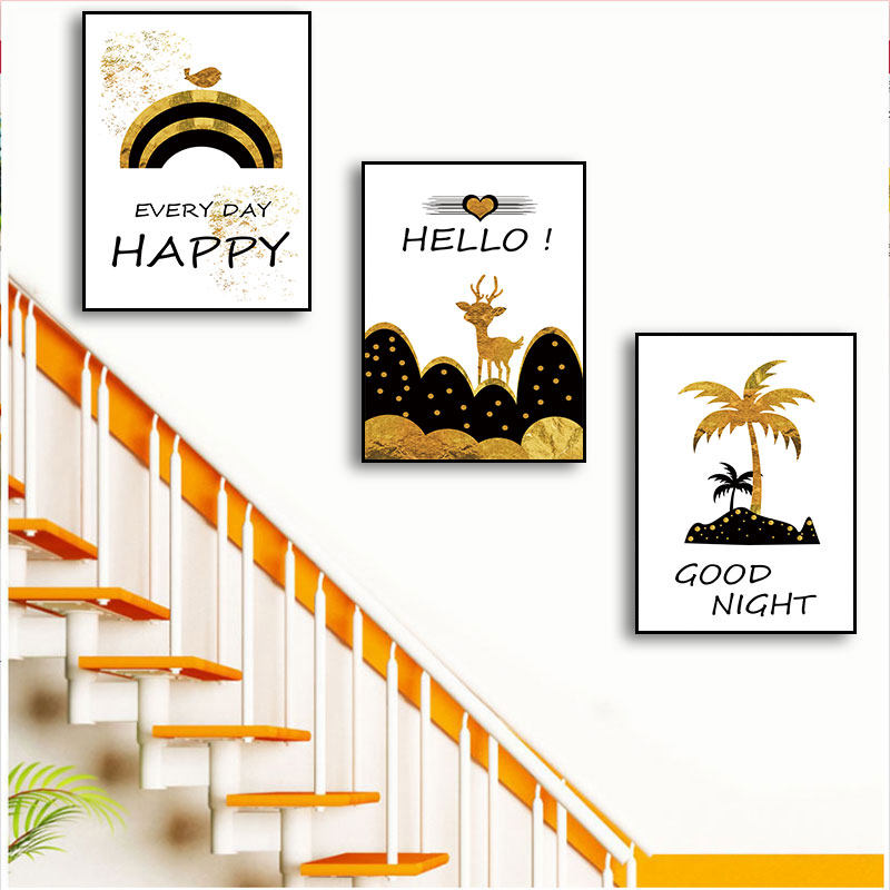 复式楼间挂画玄关过道走廊装饰画现代客厅壁画楼道画麋鹿