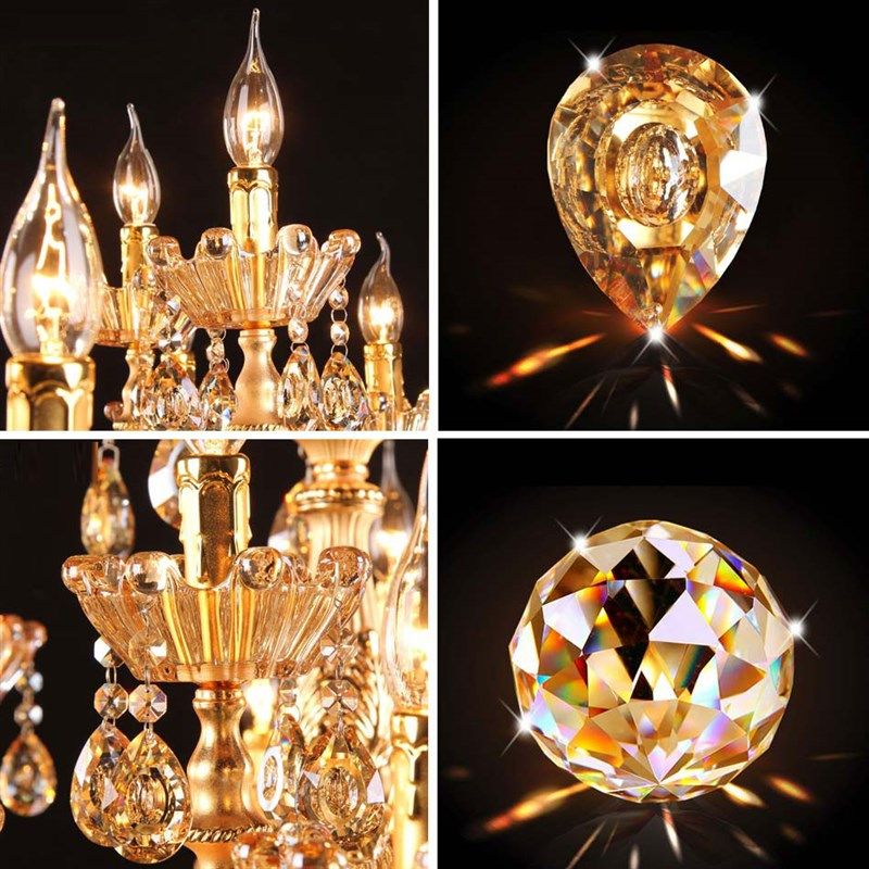 奥灯锌合金欧式蜡烛水晶吊灯复式楼酒店别墅客厅大吊灯具9,家装灯饰光源,客厅吊灯,淘宝优惠券,粉丝福利购,淘宝优惠卷