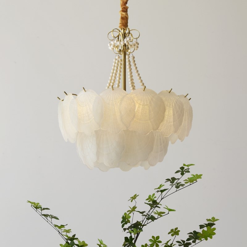 法式水晶吊灯客厅灯温馨大气卧室餐厅灯创意扇贝珍珠艺术灯具