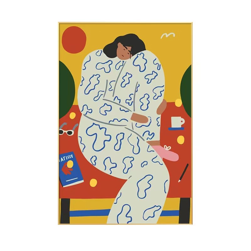 手绘大芬村油画马蒂斯抽象装饰画小众风玄关卧室挂画客厅落地画图片