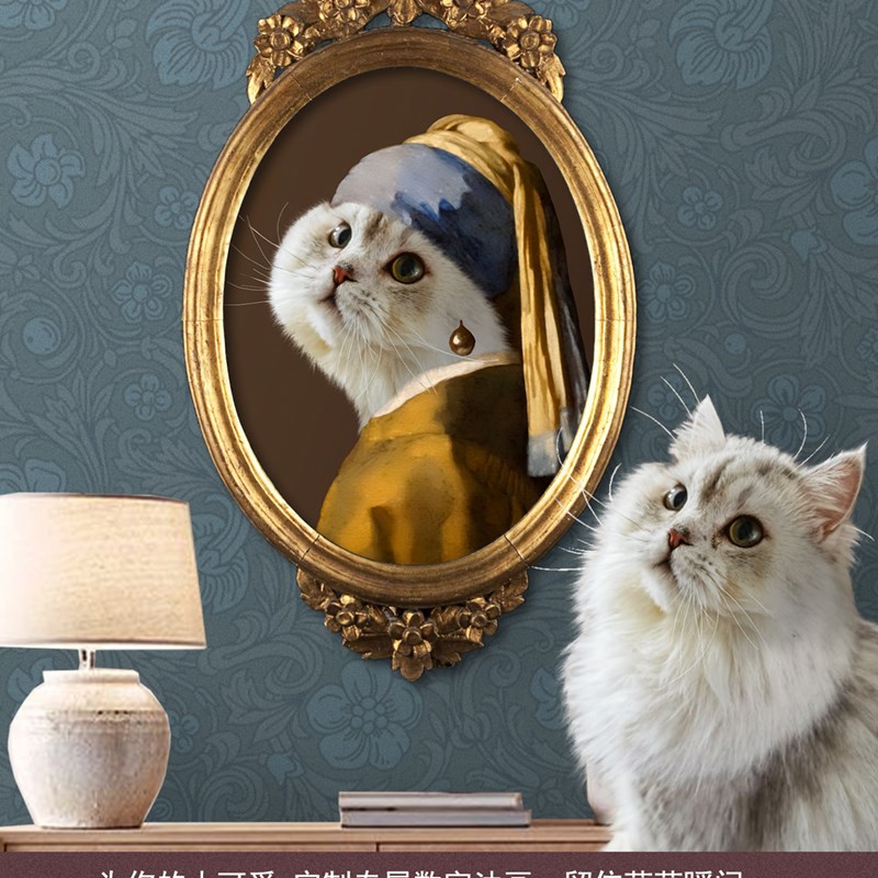 diy定制自家猫咪狗狗宠物装饰画丙烯数字油画照片合成DIY上色油画图片
