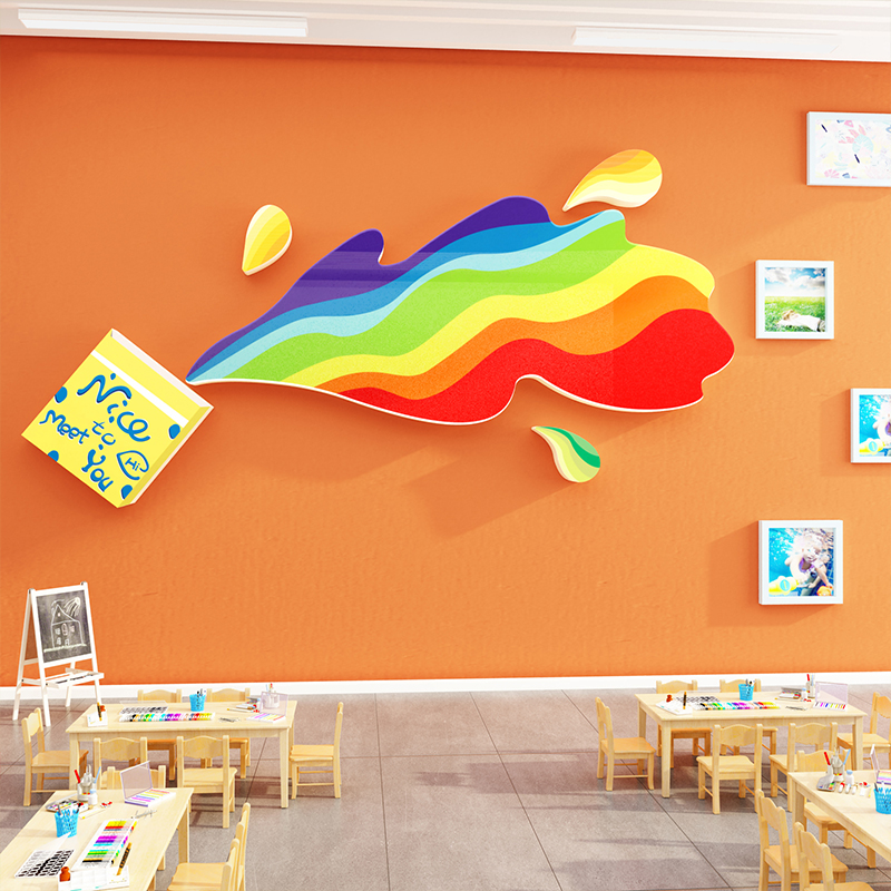 美术教室墙面装饰画室工展布置培训机构文化墙幼儿园环创成品背景图片