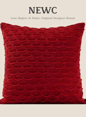 NW新宸优品 喜庆针织毛线抱枕客厅沙发卧室结婚红色布置靠垫