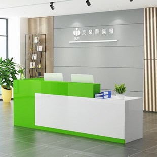 公司前台接待台迎宾台拐角收银台吧台办公桌咨询台柜台现代