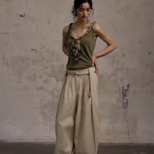 iAmbiGilt‘旷野之诗’丝巾系带花卉自然野性设计感吊带背心女