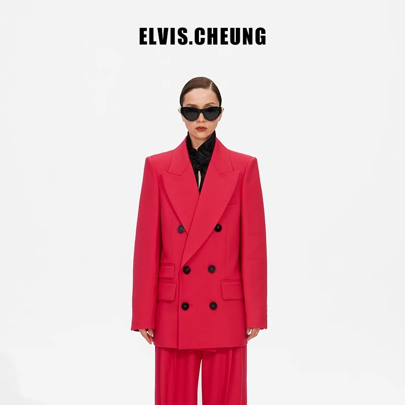 【朱珠同款】ELVIS.CHEUNG原创设计师精纺羊毛复古H版西装外套