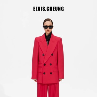 西裝 朱珠同款 ELVIS.CHEUNG原創(chuàng)設(shè)計師精紡羊毛復(fù)古H版 外套