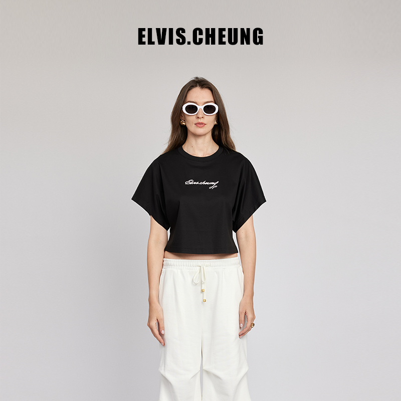 ELVIS.CHEUNG春夏新品收腰版型莫代尔短款短袖收腰连袖小T恤