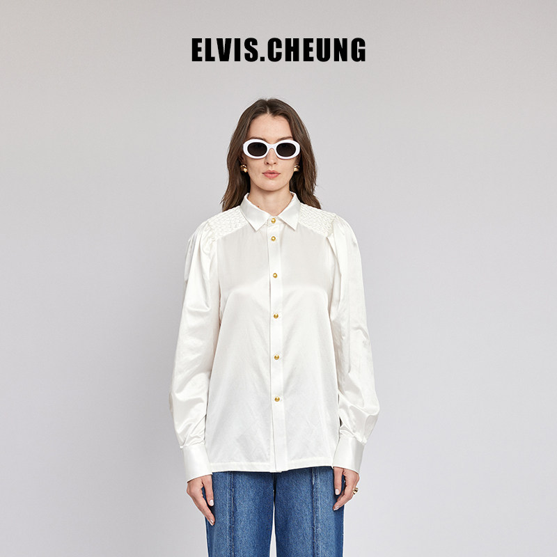 ELVIS.CHEUNG春夏新品原创设计师款轻奢肩部打揽衬衫百搭休闲女