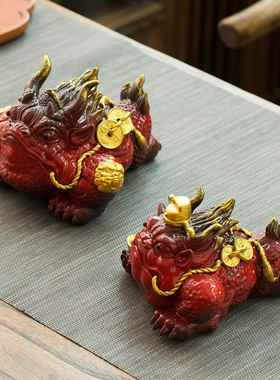 精品金蟾茶宠室内招财足蟾蜍茶玩养茶桌店铺业礼品