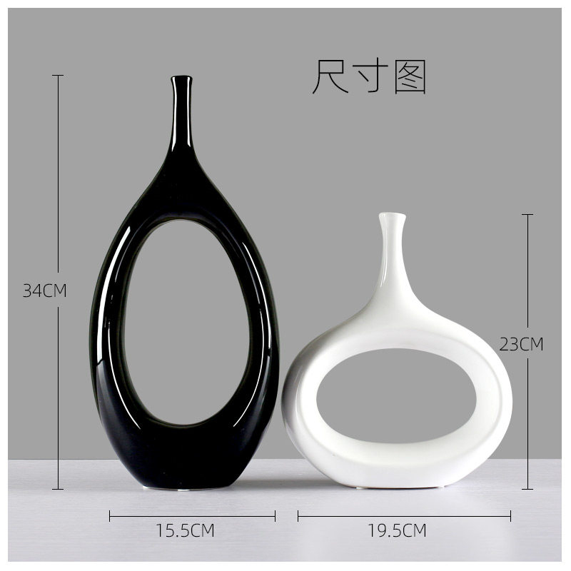 创意家居装饰个性工艺品客厅酒柜玄关抽象椭圆瓶