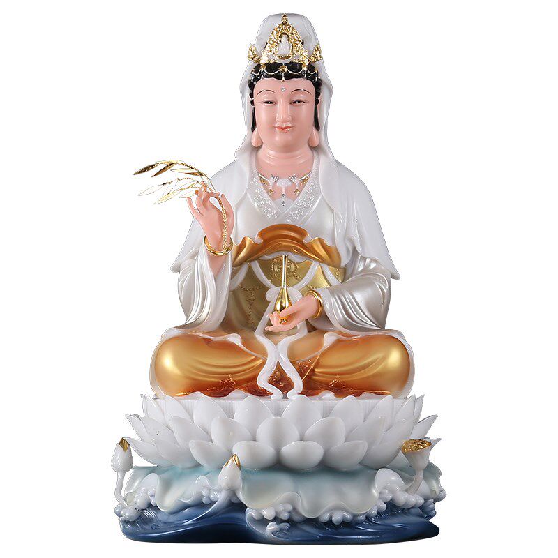 工艺汉白玉石粉翠玉释伽观音地藏王菩萨娑婆三圣彩绘
